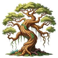 Unique artwork of a centuries old twisted tree with a textured trunk vector