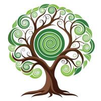 Artistic depiction of a tree with a powerful vortex as its central element vector