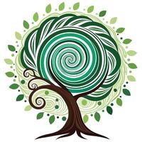 Dynamic tree illustration with a swirling vortex like design vector