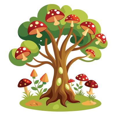 Whimsical Mushroom Tree Unique Design