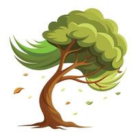 Dynamic Wind-Blown Tree Illustration vector