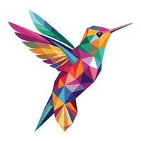 Creative abstract hummingbird design composed of colorful geometric fragments vector