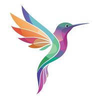 Elegant abstract hummingbird with watercolor gradient effect vector