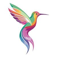 Modern abstract hummingbird art with colorful watercolor transition vector
