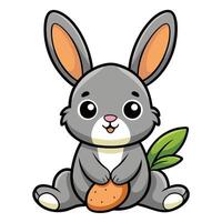 Charming illustration of a cute bunny rabbit with big ears and a small carrot vector
