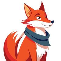 Charming illustration of a cute red fox with a scarf using binoculars vector