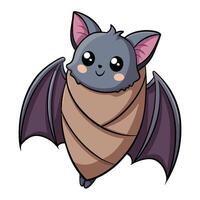 Happy cartoon bat enveloped in its wings like a soft and secure blanket vector