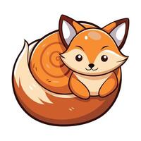 Adorable cartoon fox curled up snugly into a cinnamon roll shape vector