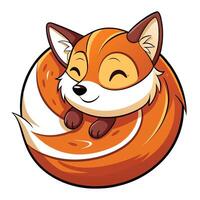 Funny cartoon fox playfully rolled into a cinnamon roll like swirl vector
