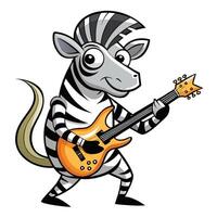 Whimsical cartoon zebra strumming a guitar in a fun and stylish pose vector