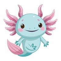 Whimsical charming axolotl with an innocent face and waving gills vector