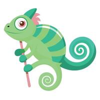 Cute chameleon with an amusing tail resembling a swirly lollipop treat vector
