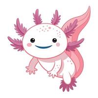 Sweet charming axolotl with an endearing face and delicate gill filaments vector