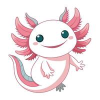 Adorable charming axolotl with a cute face and flowing feathery gills vector