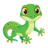 Funny charming gecko with wide open eyes sticking its tongue out cheekily vector