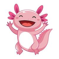 Happy cheerful axolotl with a big smile cheerfully waving its tail vector