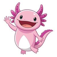 Adorable cheerful axolotl with a broad smile happily swishing its tail vector