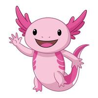 Whimsical cheerful axolotl with a beaming smile playfully moving its tail vector