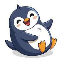 Sweet chubby penguin gliding on the ice with a happy expression vector