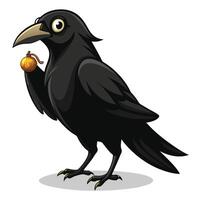 Smart crow with a bright trinket in its bill illustration vector
