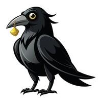 Resourceful crow with a sparkling find in its mouth illustration vector