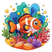 Radiant clownfish swimming in a brightly colored coral habitat art vector