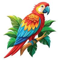 Bright parrot perched on a branch observing its surroundings art vector