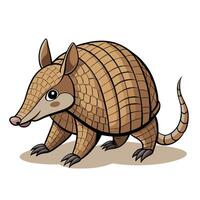 Puzzled curious armadillo taking a walk with its distinct shell markings displayed vector