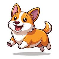 Sweet corgi dog running happily with its tongue out illustration vector
