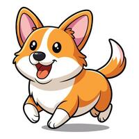 Adorable cartoon corgi with its tongue out and ears flying art vector