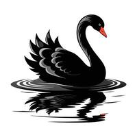 Serene black swan on water with a clear reflection art vector