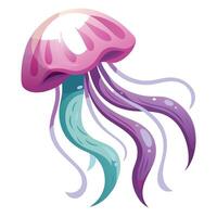 Beautiful elegant jellyfish drifting gently with its long and delicate tentacles trailing behind vector