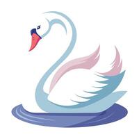 Charming elegant swan swimming peacefully on water with a heart reflection beneath vector