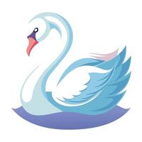 Lovely elegant swan gliding on water creating a beautiful heart shape with its reflection vector