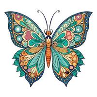 Ornate butterfly with complex mandala art on its wings art vector