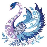 Graceful elegant swan showcasing a body composed of refined floral and botanical elements vector