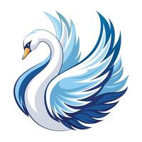 Dreamy elegant white swan with wings evolving into beautiful floral patterns vector
