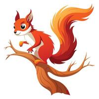Vibrant energetic red squirrel bounding from a branch with energy and flair vector
