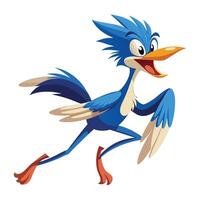 Quick energetic roadrunner darting rapidly with its wings flapping in motion vector