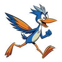 Lively energetic roadrunner sprinting with its wings aiding its rapid movement vector