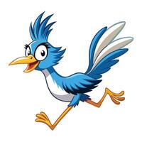 Swift energetic roadrunner racing with its wings extended for balance and speed vector