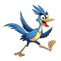 Speedy energetic roadrunner running very fast with its wings slightly spread vector