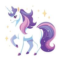 Magical unicorn with a celestial mane and sparkling stars art vector