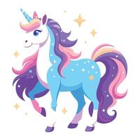 Mystical unicorn with a starlit mane and tail illustration art vector