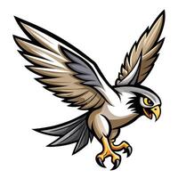 Predatory falcon descending rapidly with wings fully extended art vector