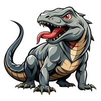 Predatory komodo dragon moving with its tongue flicking art vector