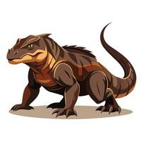 Predatory komodo dragon traversing a rough rocky environment art vector