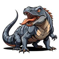 Powerful komodo dragon creeping with its forked tongue out art vector