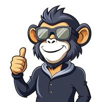 Amusing funny chimp in shades giving a positive thumbs-up sign with a smile vector