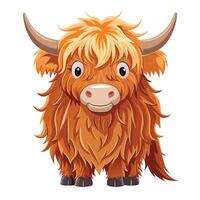 Adorable furry highland cow with long bangs covering its eyes adorably vector